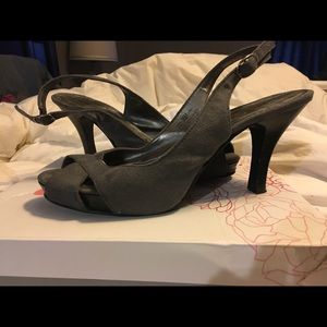 Grey Suede Slingback Heels